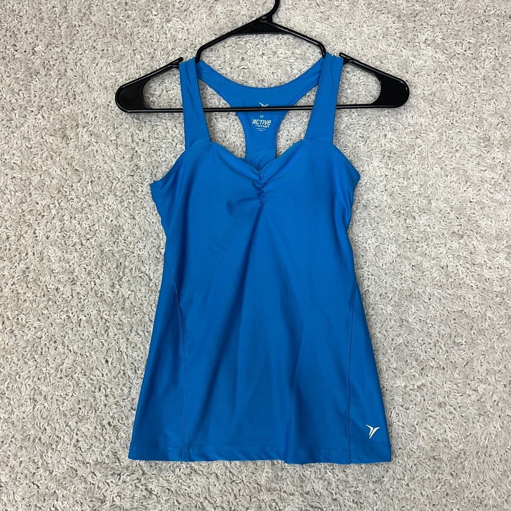 Old Navy Activewear Tank Top Womens XS Blue‎ Work Out Running Athletic Padded